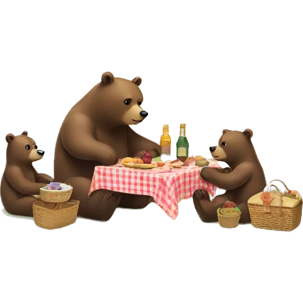Bear having a picnic with its family emoji