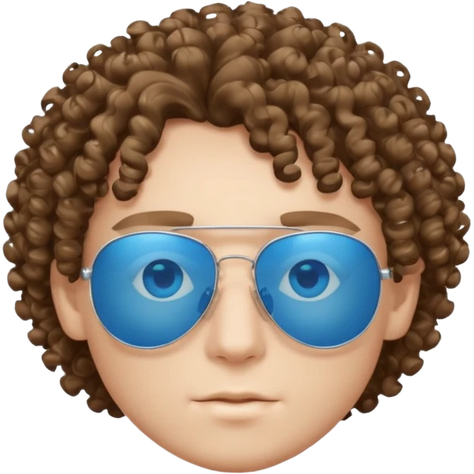 chico con pelo rizado, piel blanca y unas gafas de sol y2k emoji