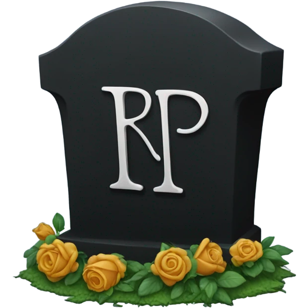 a black grave with the letters RIP emoji