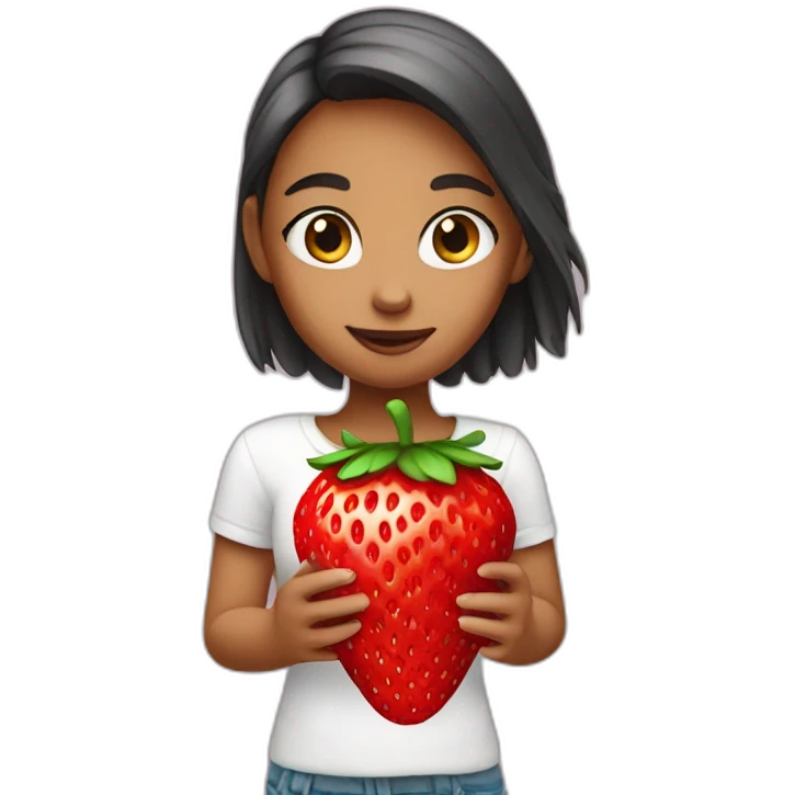 Girl with strawberry emoji