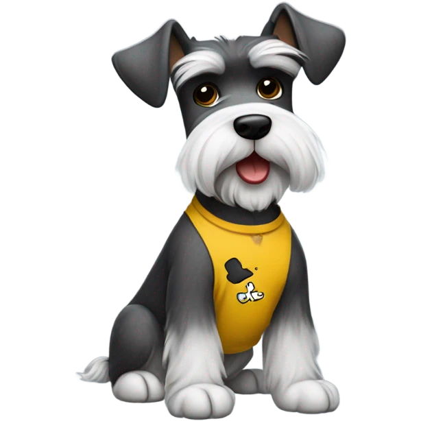 Schnauzer wearing a Charlie Brown shirt emoji