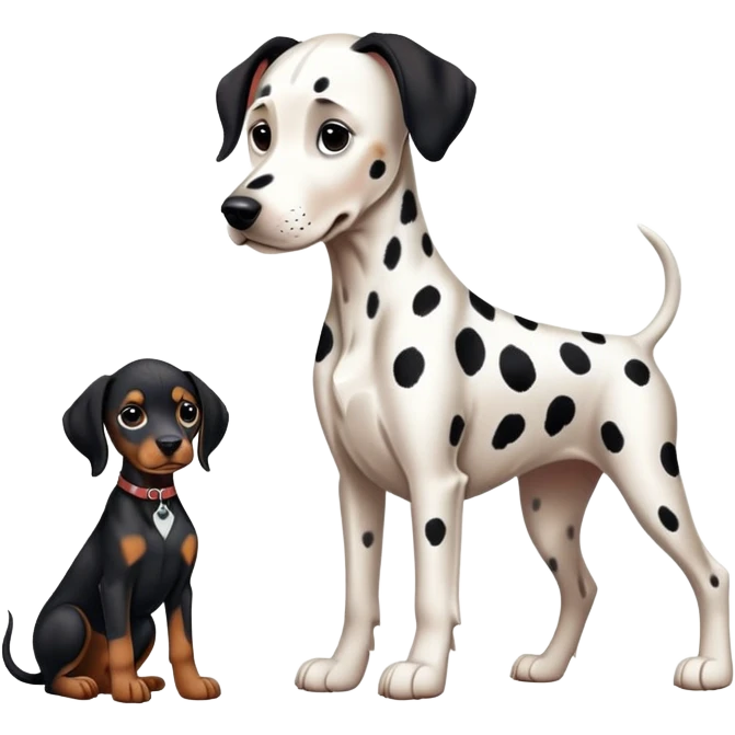 1 Dalmatian adult + 1 dobermann puppy emoji
