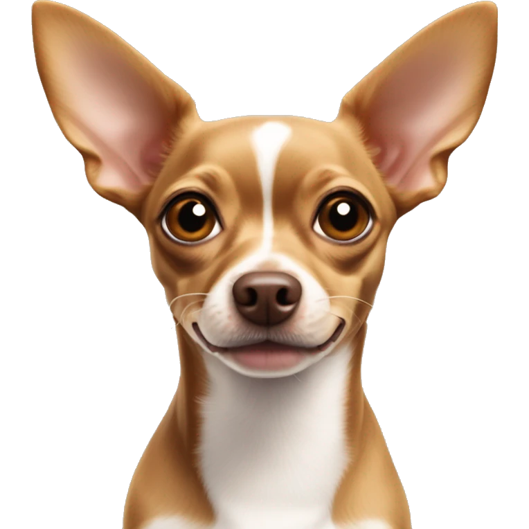  brown and white chihuahua min pin mix with big ears emoji