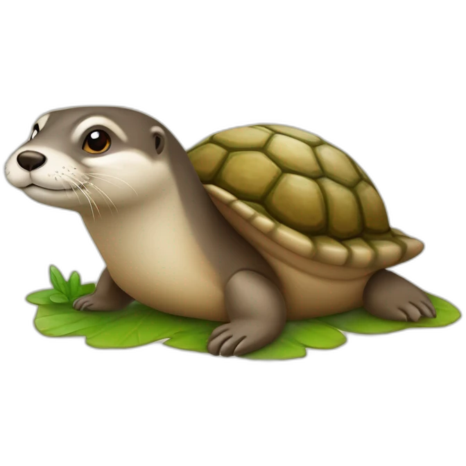 Loutre sur une tortue avec un escargot dans les pattes emoji