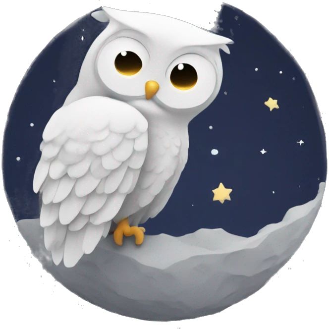 Owl taking a nap on the moon emoji