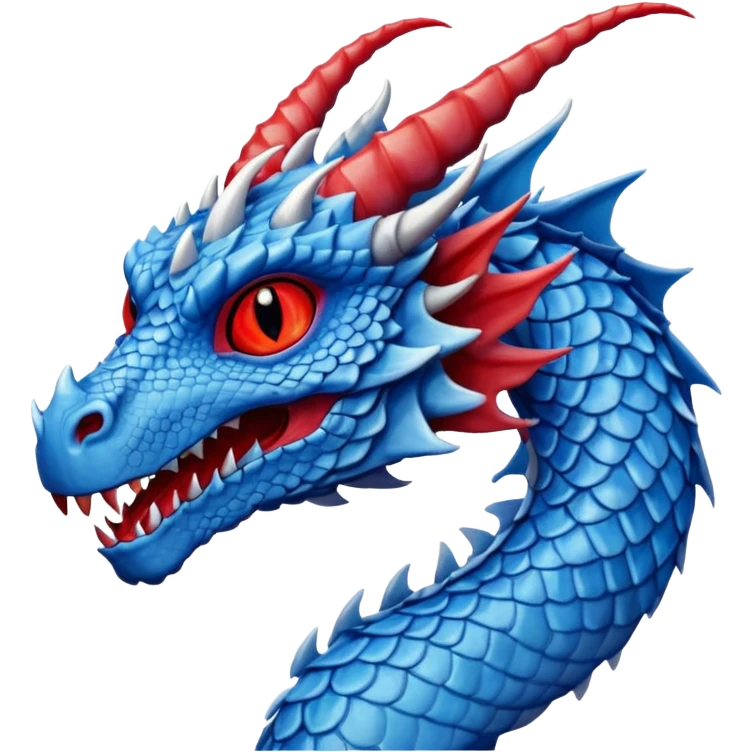 Mušḫuššu, blue scaly dragon with horns emoji