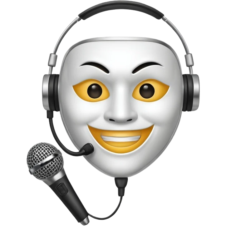 smiling mask with a microphone emoji