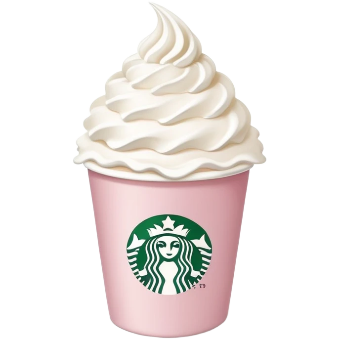 Starbucks pale pink paper cup with whipped cream emoji