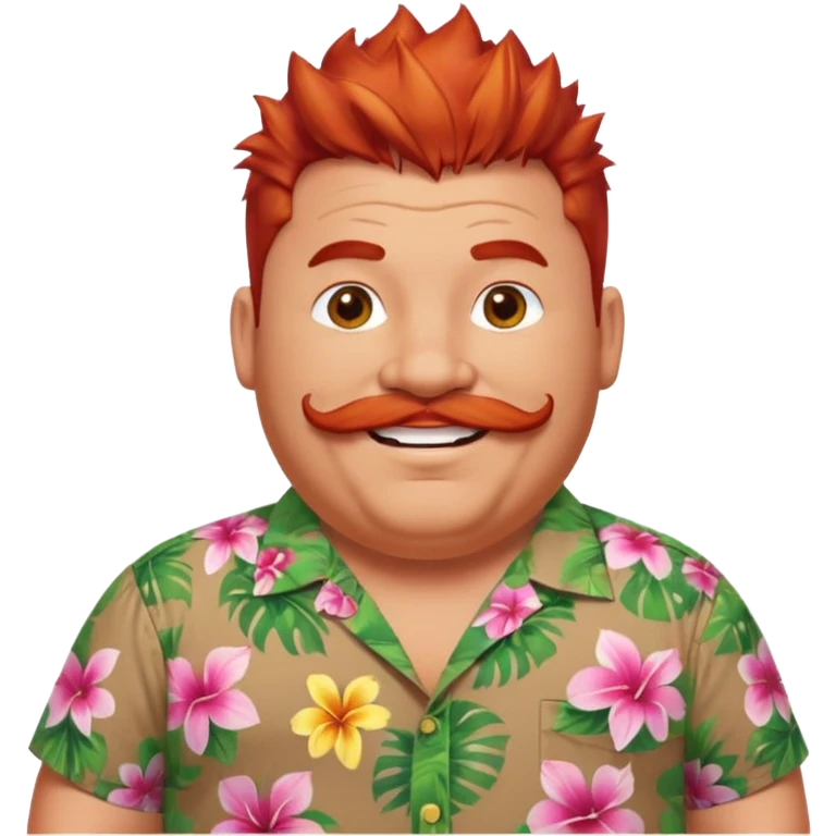 fat spiky haired happy man, red haired and mustache emoji