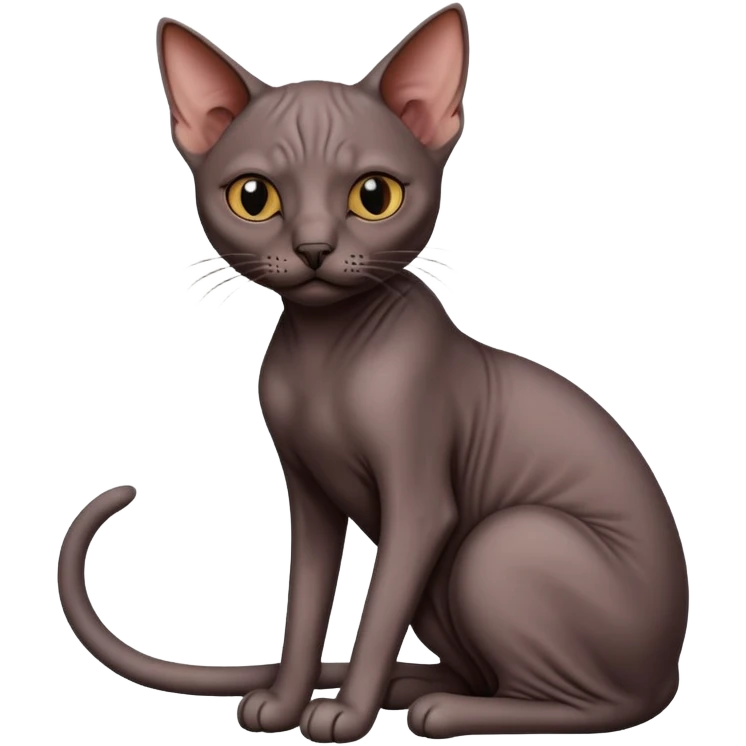 Dark hairless cat sitting emoji
