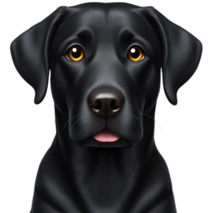 Senior Black lab round head tiny eyes small tongue emoji