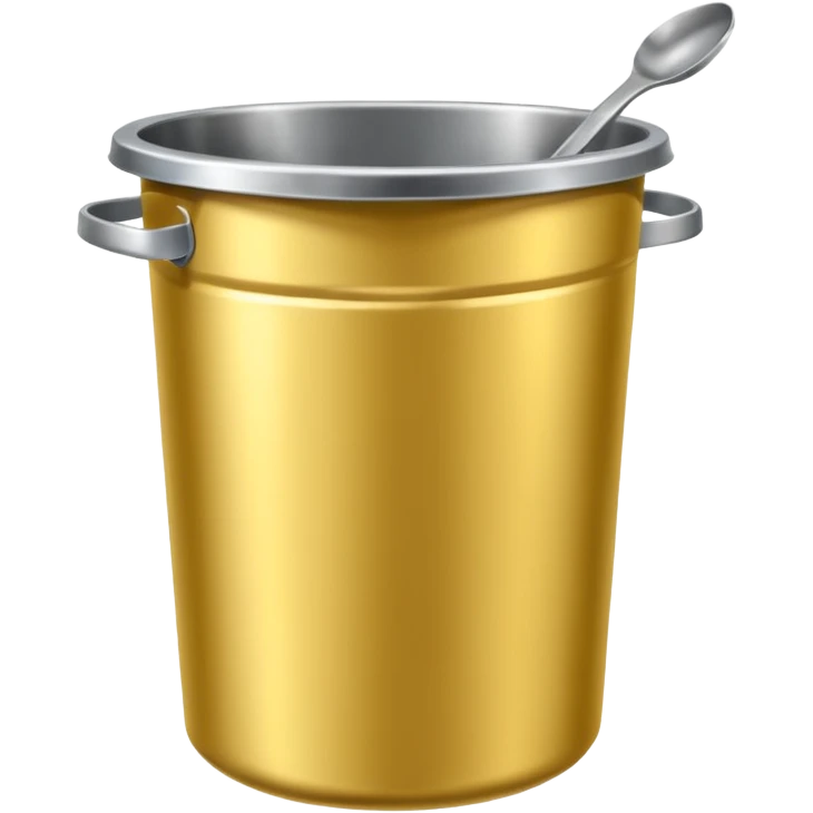 a spoon on a stainless steel garbage can emoji