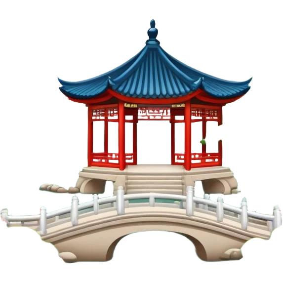 Suzhou classical garden with pavilion, simplified emoji style with bold outlines and bright colors, cartoon style traditional Chinese garden emoji