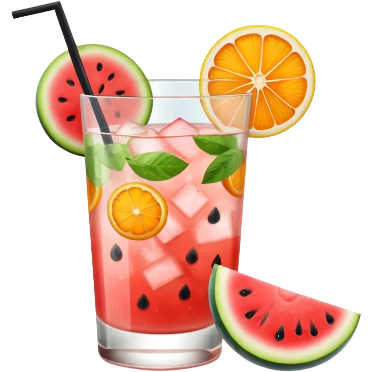 summer cocktail with lemon, watermelon, orange emoji