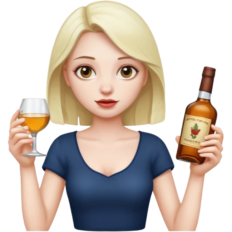 Girl drunk holding liquor bottles  emoji