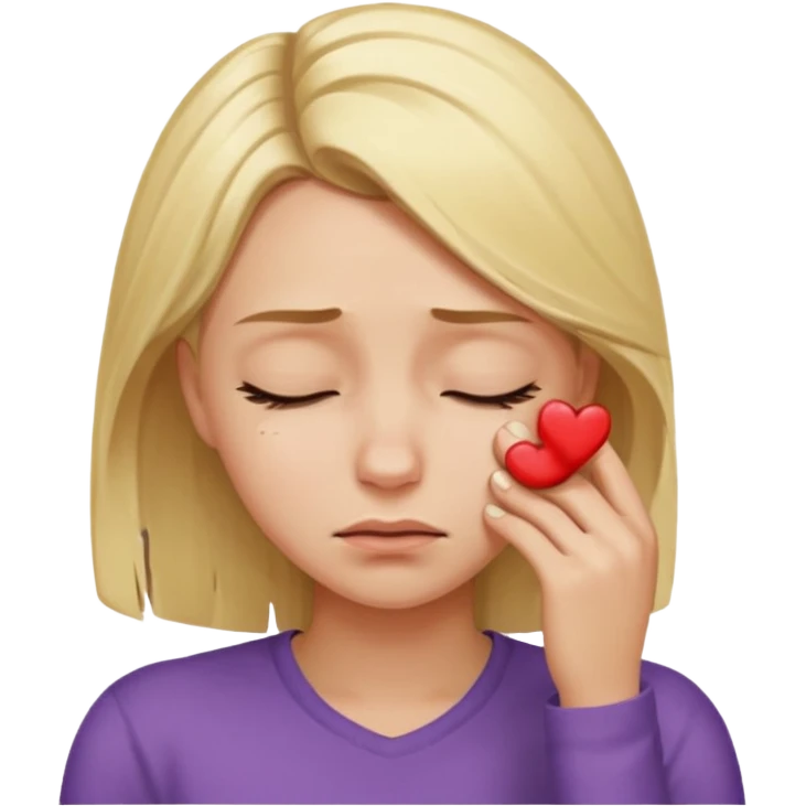 Stressed blonde girl rubbing forehead emoji