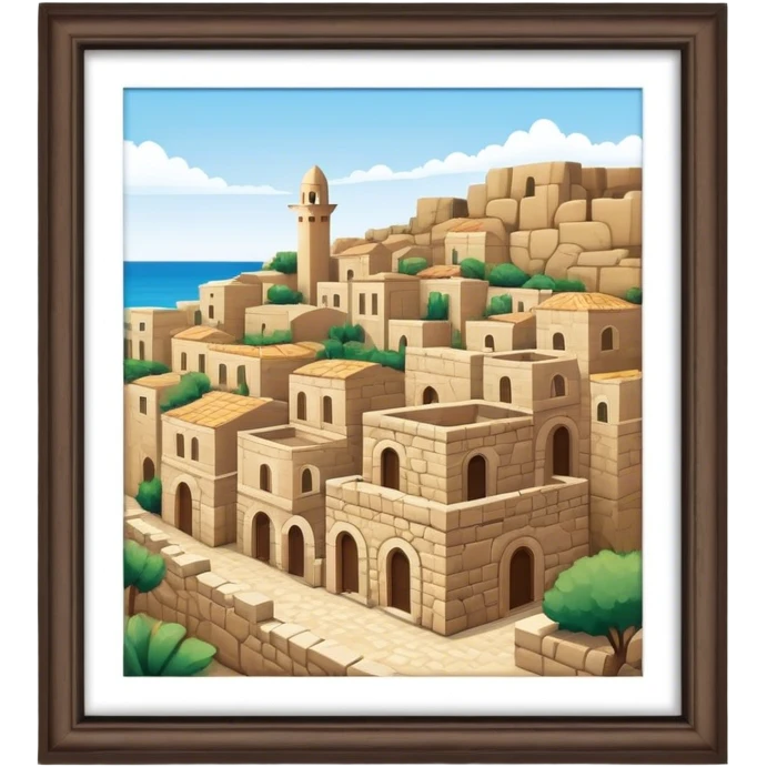 Byblos Old City Landmark Emoji – Portraying the historic stone houses, narrow streets, and Phoenician ruins. emoji