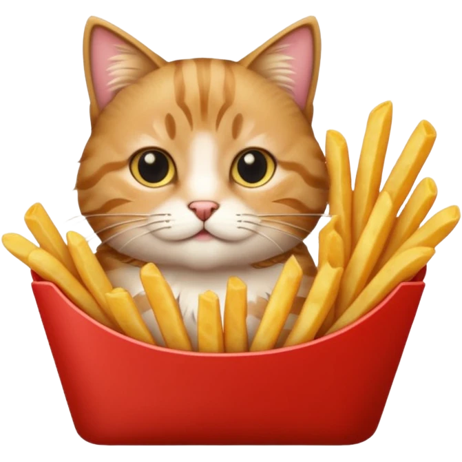 the animal Floppa eating french fries emoji