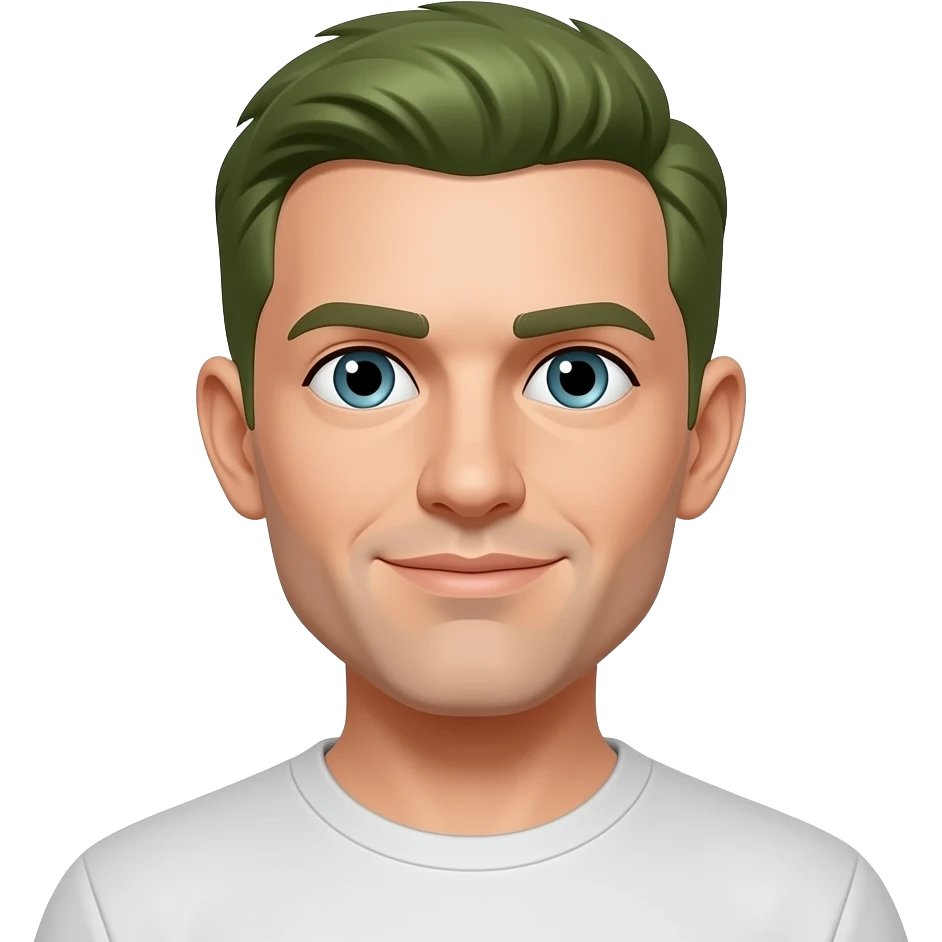 A white man with short green hair. emoji