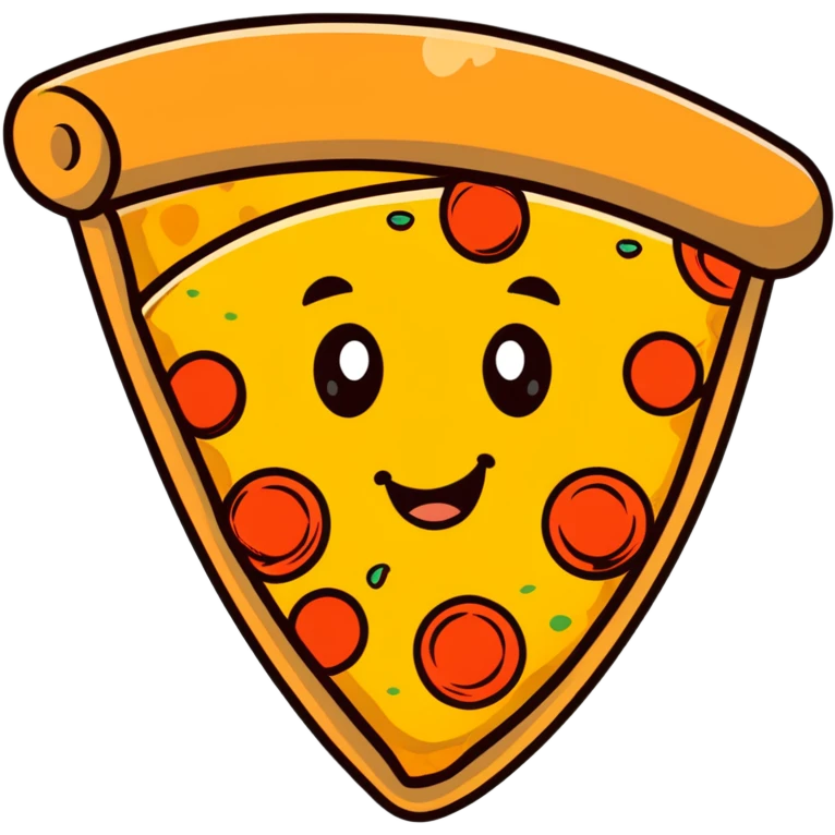 slice of pizza with a happy face emoji