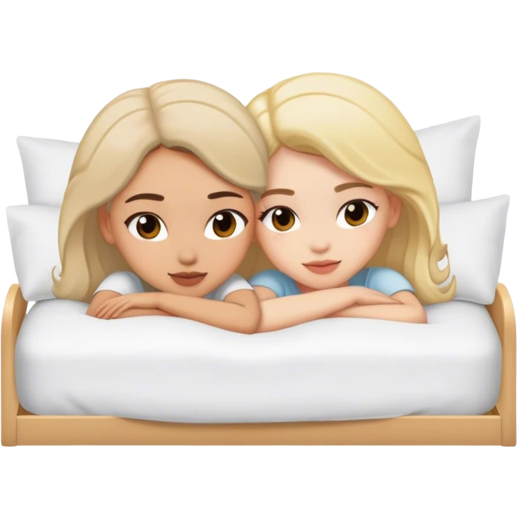 Two Buxom girl sfw bed pose emoji
