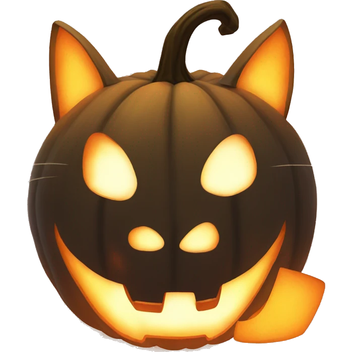 Cat glowing Jack-o-lantern emoji