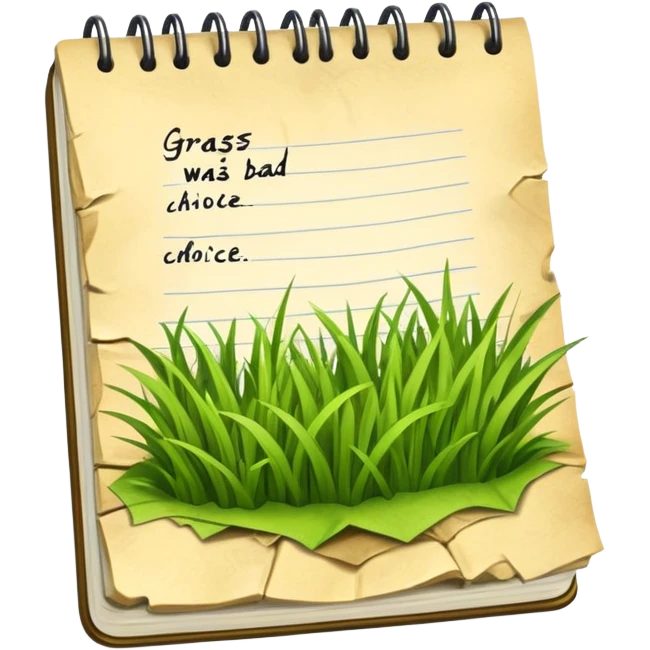 notepad that says grass was a bad choice emoji