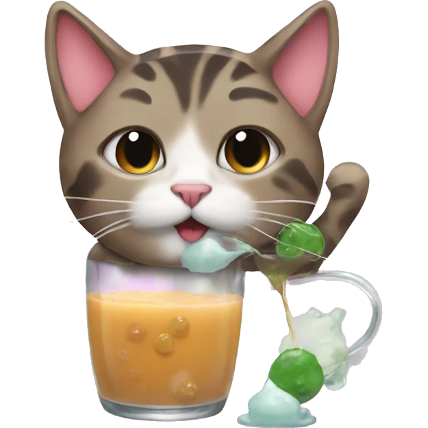 cat drinking boba emoji