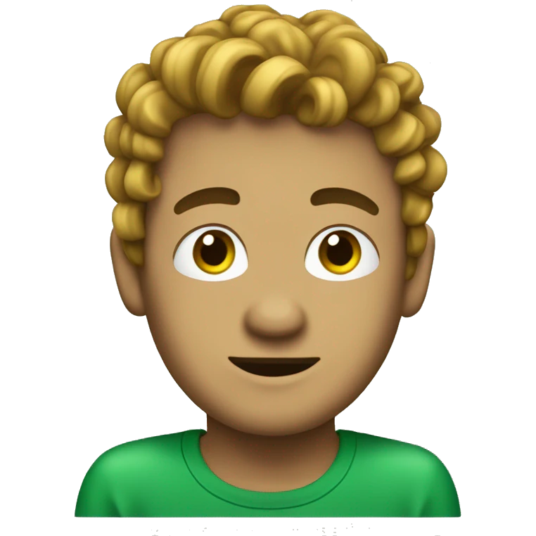 Chico con cabello rubio con rulos y ojo verdes emoji