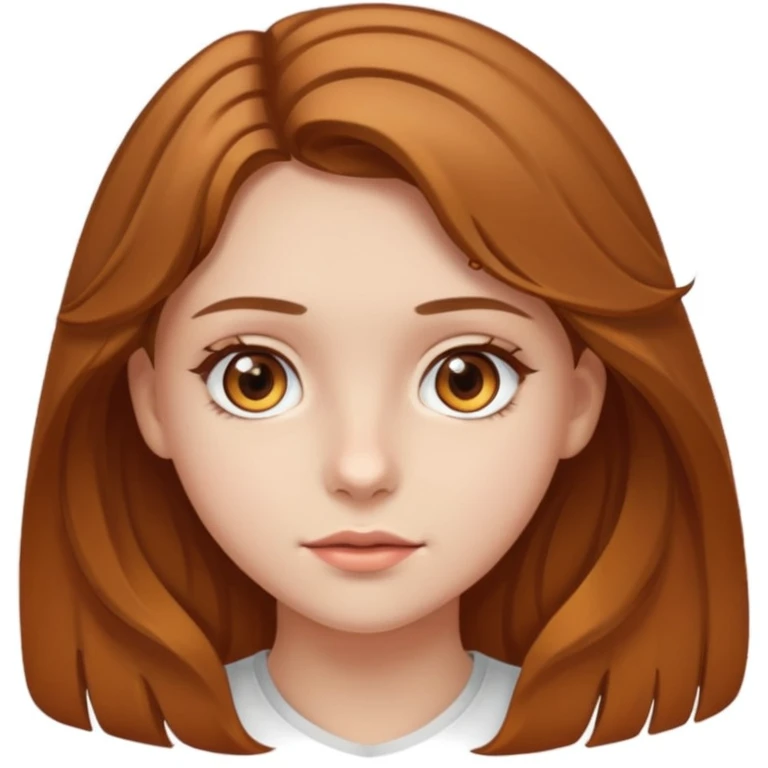 A girl with amber eyes and medium-length straight (slightly wavy) light brown hair. She is a teenager emoji