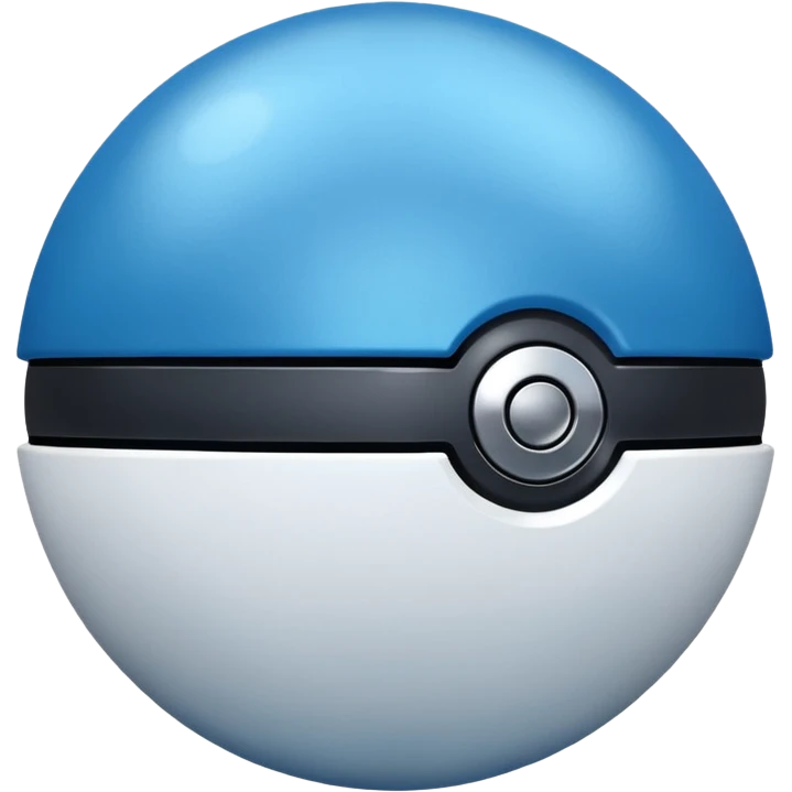 blue pokeball emoji, top half is a more saturated blue, bottom half is white, black stripe, with a metallic sheen emoji