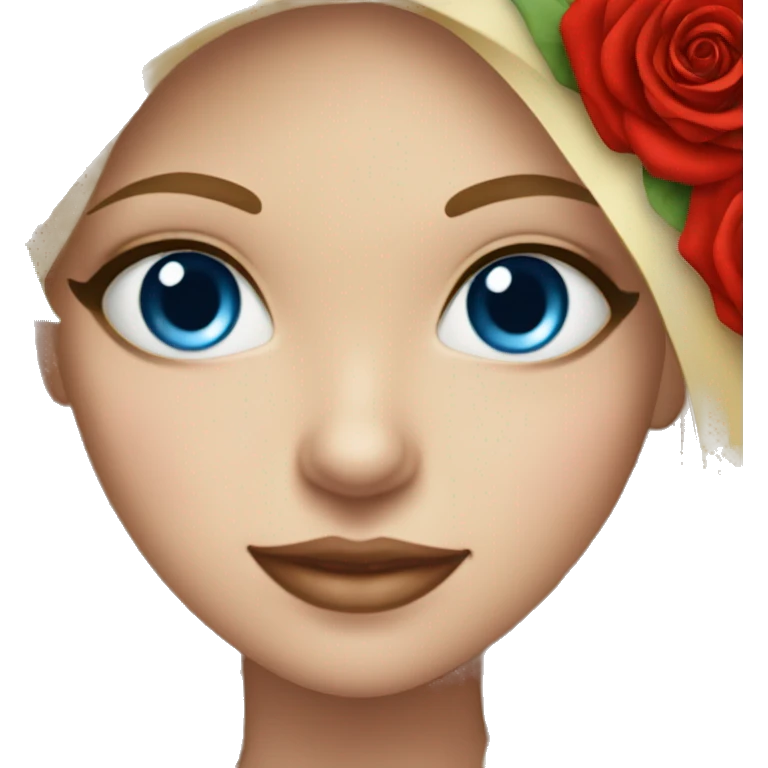 girl with red rose bouquet blue eyes  emoji