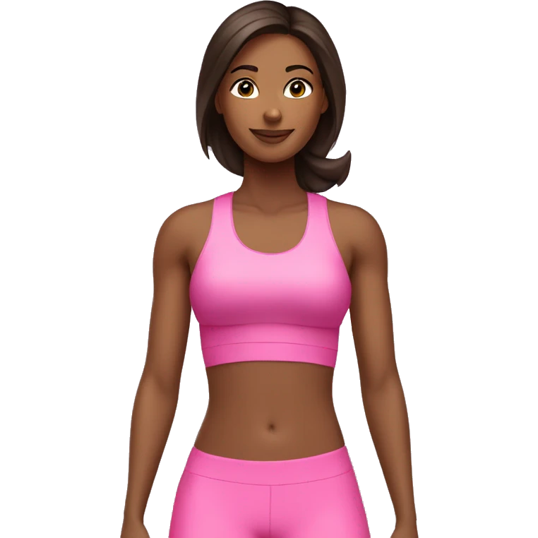 Brunette woman in pink workout set  emoji