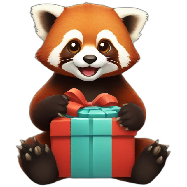red panda holds a gift emoji