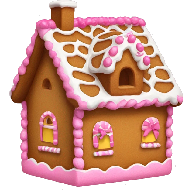 Gingerbread house with a pink bow  emoji