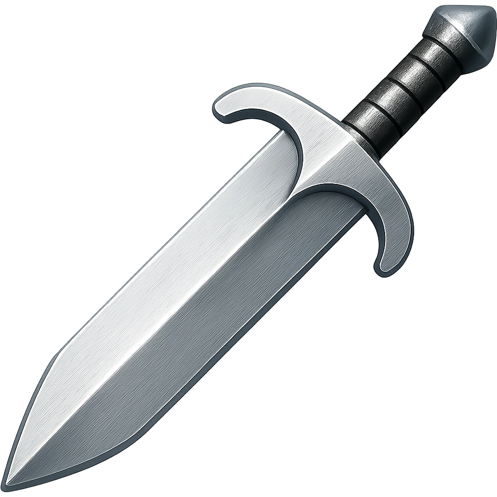 Recolor this iron greatsword to steel: make it slightly lighter, crisp, and shiny, keep the same shape, realistic metallic steel, emoji style, transparent background. emoji