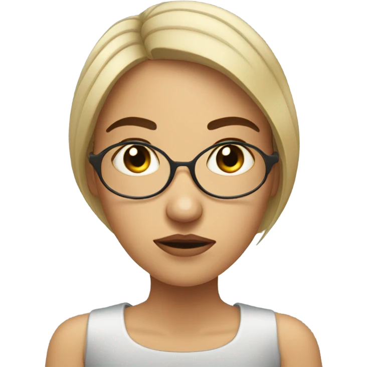 Woman working on a laptop frowning with dark circles under eyes emoji