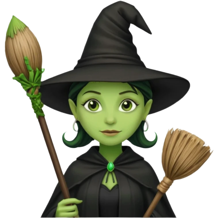 elphaba wicked witch with broom close up emoji