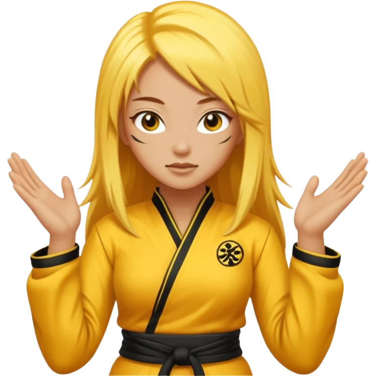 sexy girl with long yellow hair, kung fu emoji