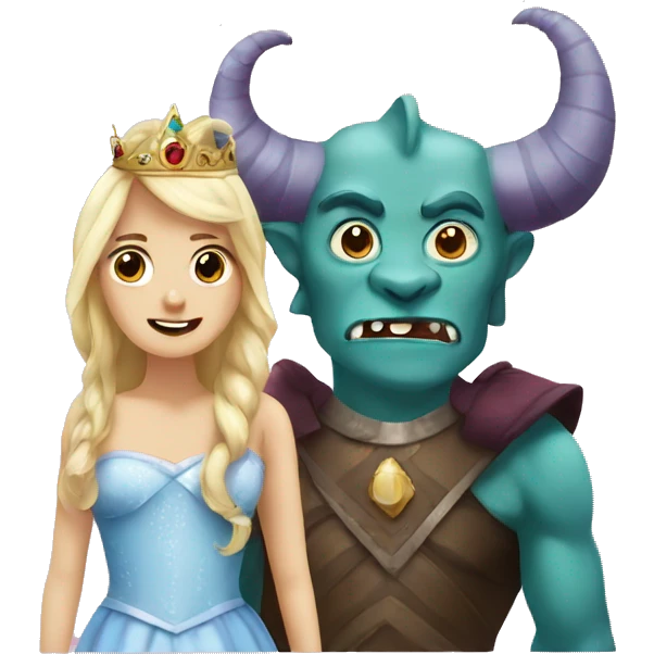 a princess and a monster with horn emoji