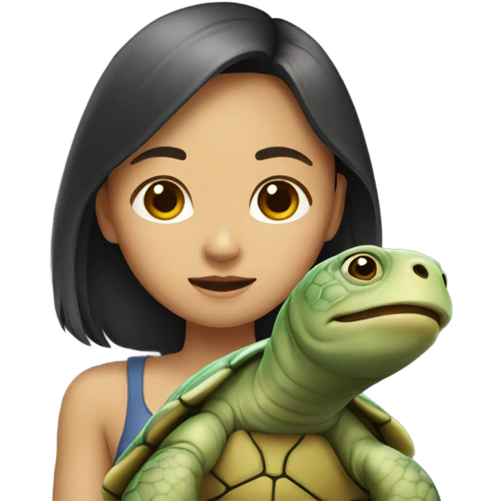 an asian girl but instead of a human body she has the body of a turtle emoji