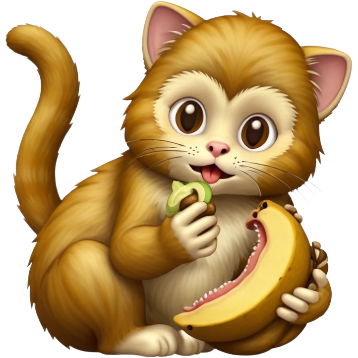 cat eating a monkey￼ emoji