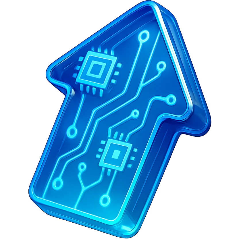 digitalization with futuristic and shiny glossy circuit style emoji