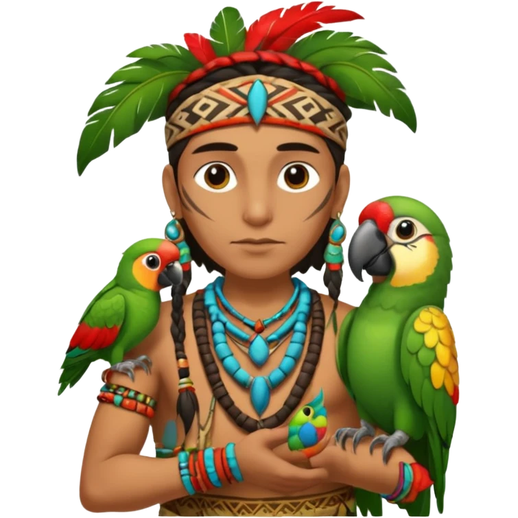 shaman hold a pet parrot emoji