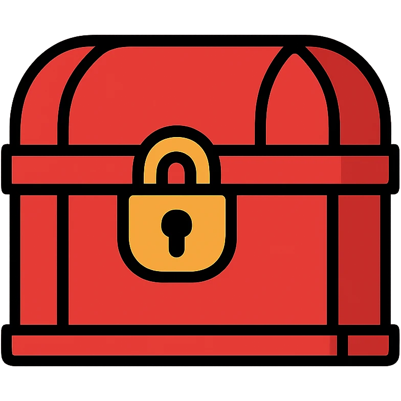 A simple red treasure chest with a lock, RPG style emoji