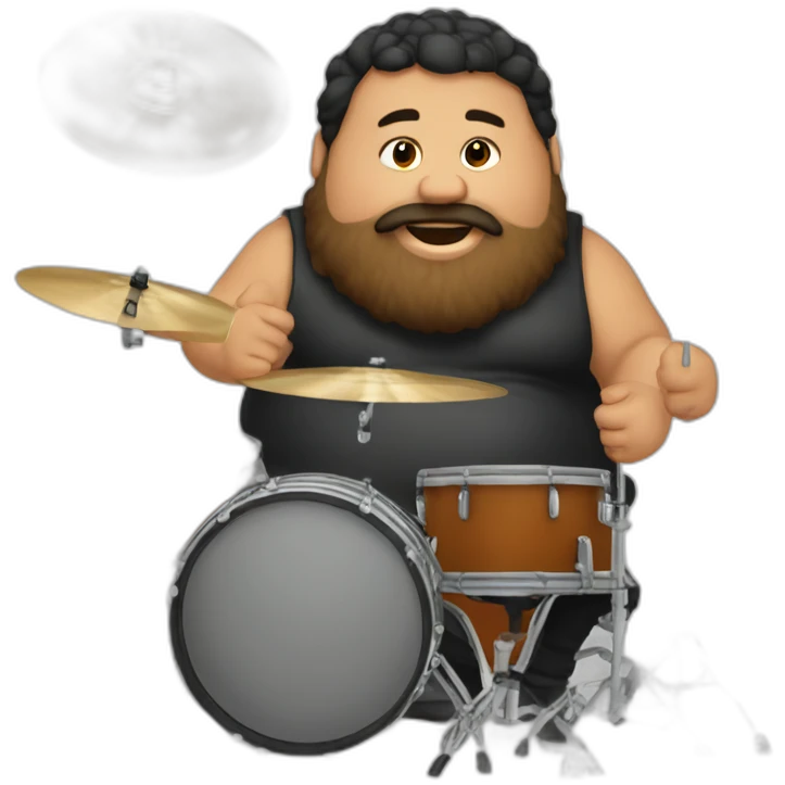 Fat boy Beard clases playing drums emoji