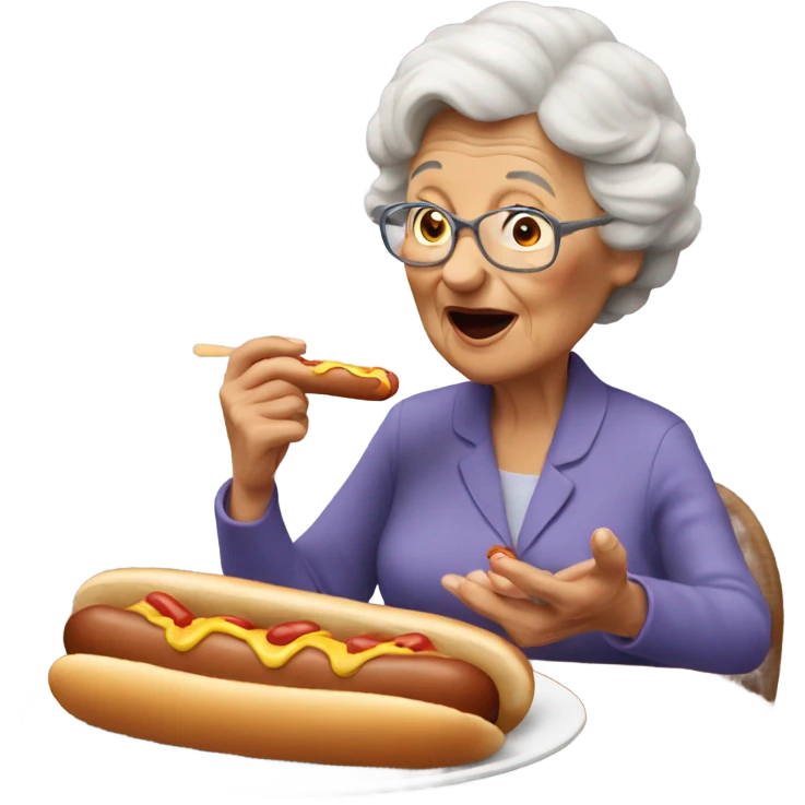 grandma eating a hot dog emoji