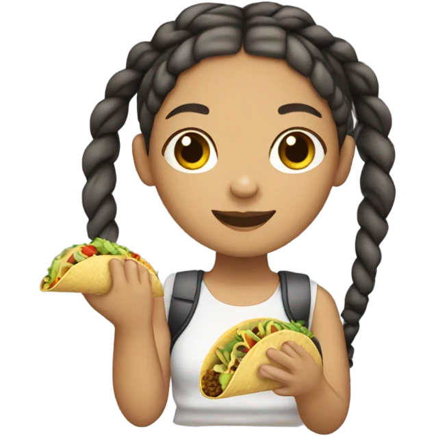 Light skin girl with braids eating taco  emoji