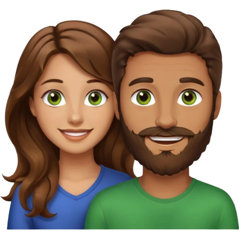 a brown hair and beard man with hazel eyes and a girl with long brown wavy hair with green eyes, togheter emoji