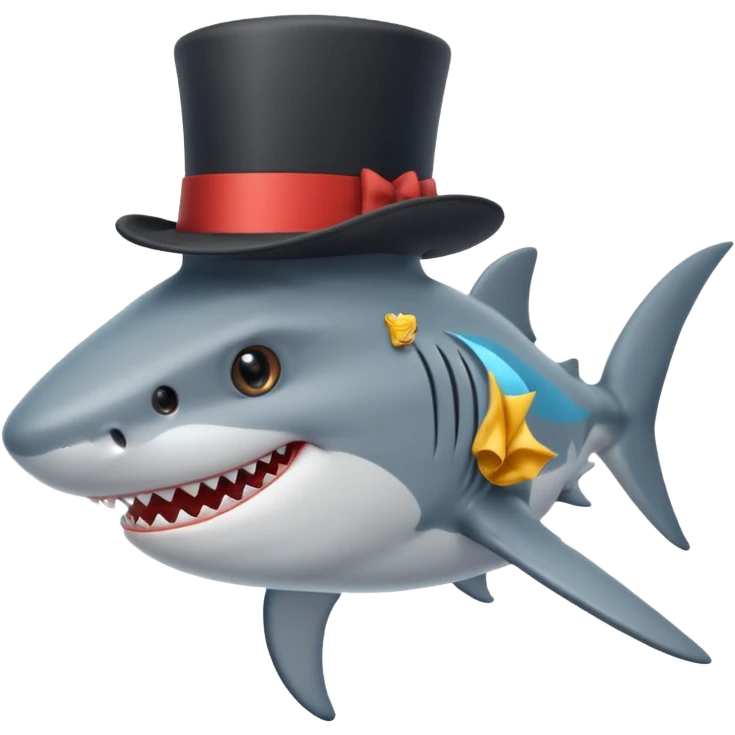Shark with a top hat emoji